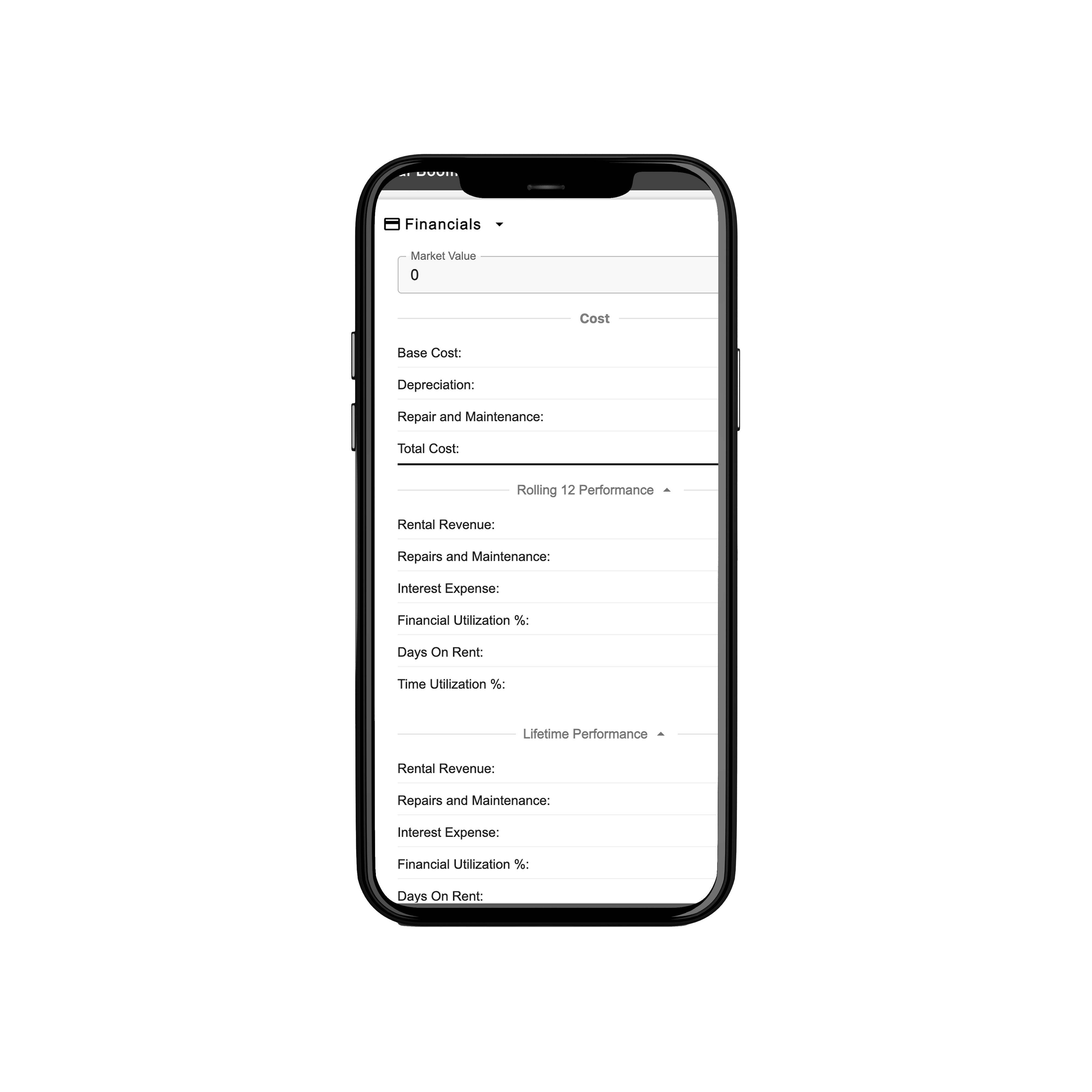 RentHub fleet board on mobile